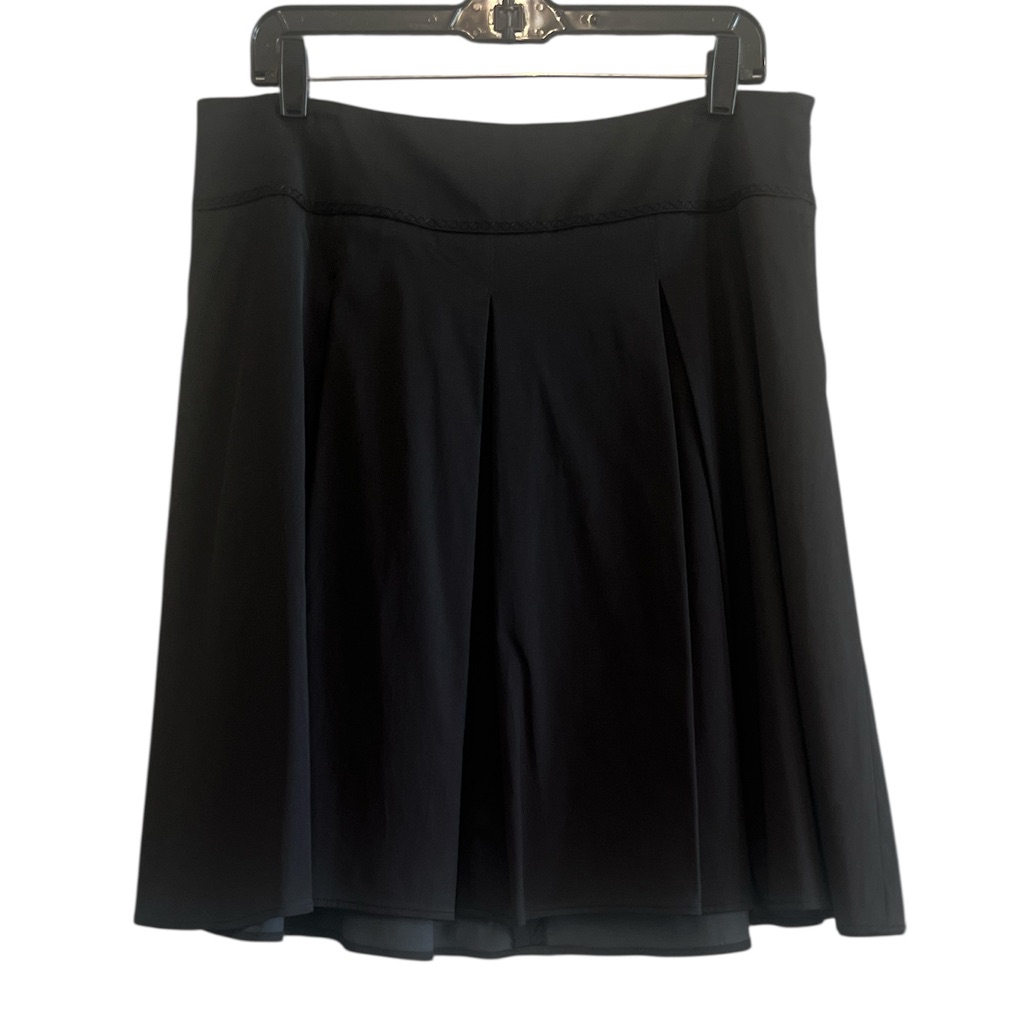 White House Black Market Black Pleated A-Line Skirt New Size 12